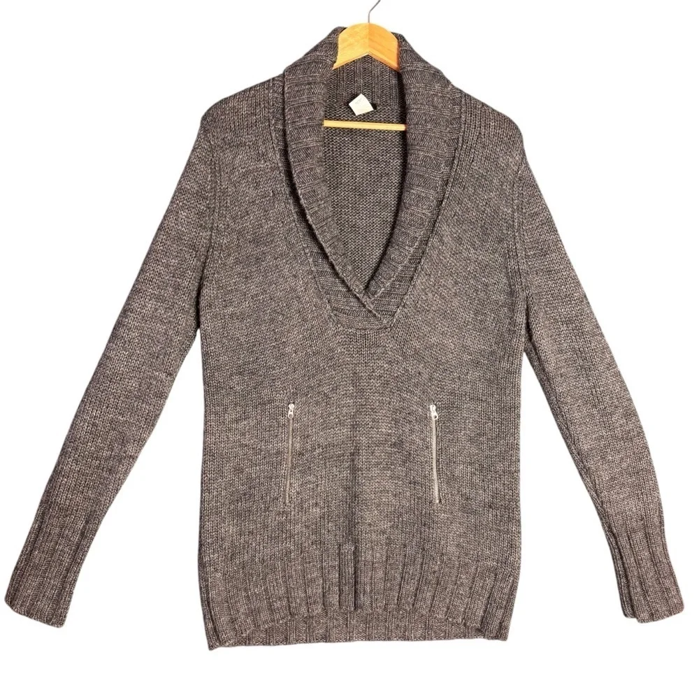J.Crew Shawl Neck Gray Wool Mohair Blend Zipper Sweater – Women’s Sz L